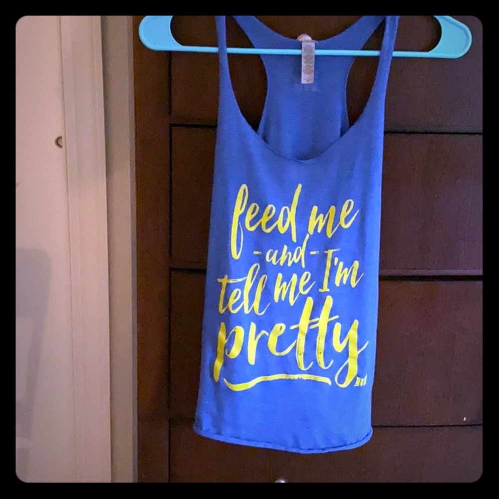 Athletic tank top by Muscle Club.  Blue & yellow,